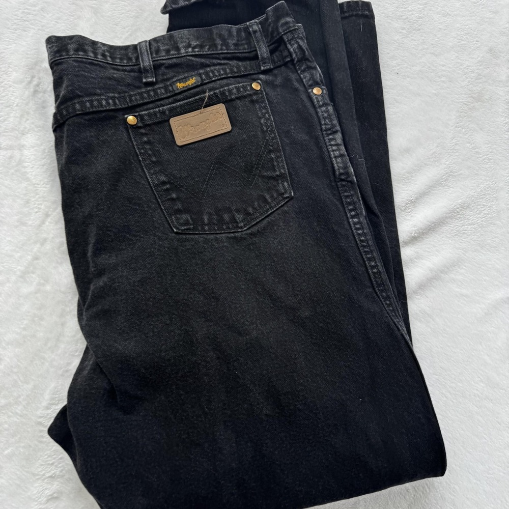 Wrangler Jeans Mens 44x32 Black A204-4030 Classic Fit Denim Straight Western